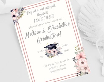 Graduation Invite For Siblings- Class Of 2025- Double Graduation- Grad Party Invite- Graduation Template- Editable- Digital Invitation