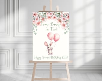 Some Bunny Is Two Birthday Party Welcome Sign- Some Bunny Is Turning Two Welcome Poster- Some Bunny Party- Girls Second Birthday- KB6