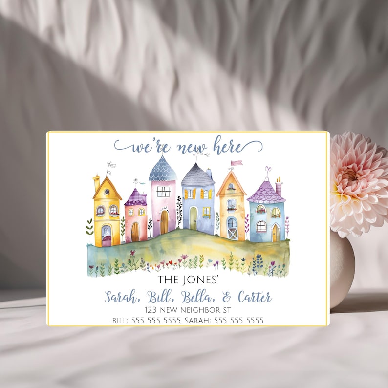 New Home Card Neighbors Introduction Moving in Card We're New Here New ...