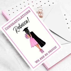 Porte-monnaie pour l'obtention du diplôme Carte de voeux Félicitations pour fille 2025 Cheveux noirs Cadeau de remise des diplômes Carte de voeux pour diplômé