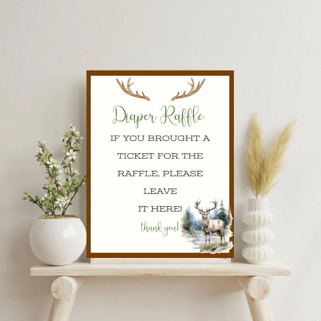 Hunting Raffle Sign New Little Hunter Deer Antler Baby Shower Sign Hunting Baby Shower ...