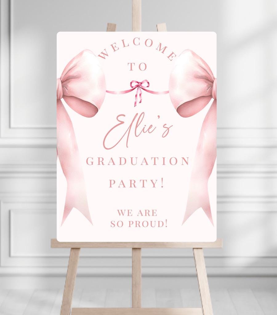 Coquette Graduation- Pink Bow Welcome Sign- Class of 2024- Pink Bow Grad  Party- Coquette Aesthetic- Editable Template- Instant Download- G2 - Etsy  Israel, image size:900x1025