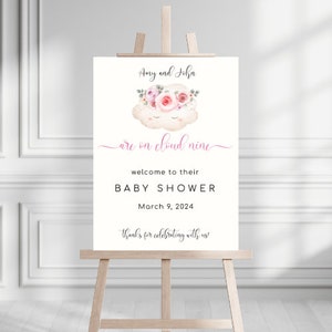 We&#39;re On Cloud Nine Welcome Sign Cloud 9 Shower Welcome Poster- Cloud Nine Baby Shower Large Entrance Sign- Cloud 9 Shower Decor- CS001