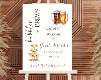 Bubbles And Brews Welcome Sign- Western Couples Bridal Shower- Brews Before I Do's Bridal Welcome Poster- Editable Template Instant Download