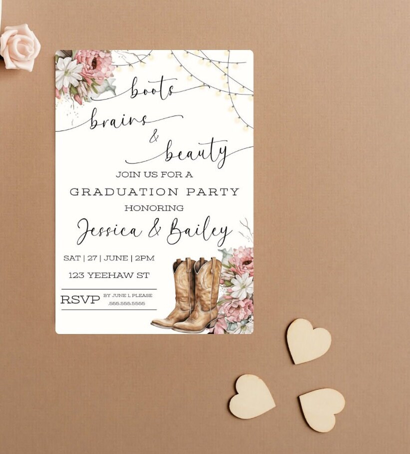 Western Grad Invite for Sisters- Class of 2025- Double Graduation- Grad ...