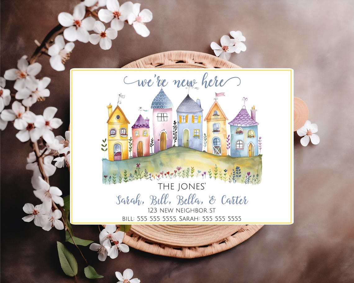 Nefer Introduction Card New Home Card Neighbors Introduction Moving in Card We're New Here New ...