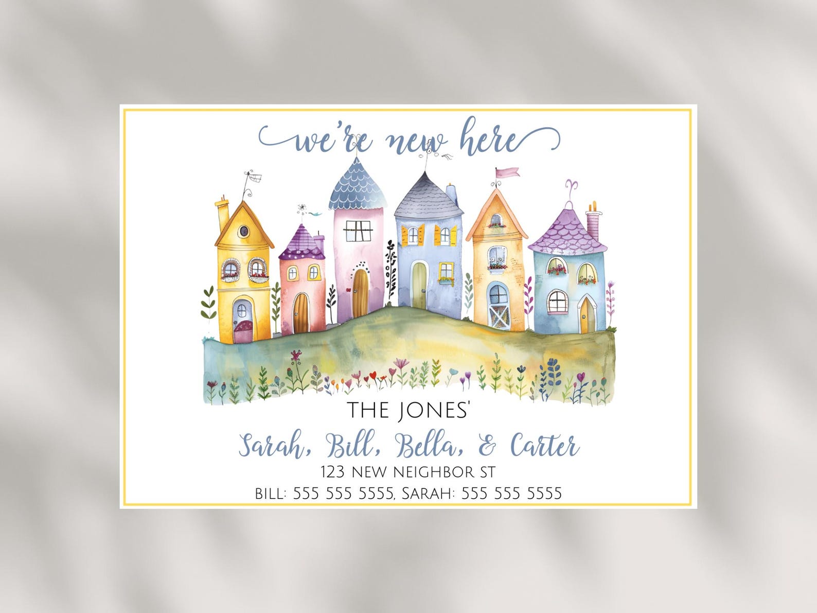 New Home Card Neighbors Introduction Moving in Card We're New Here New ...