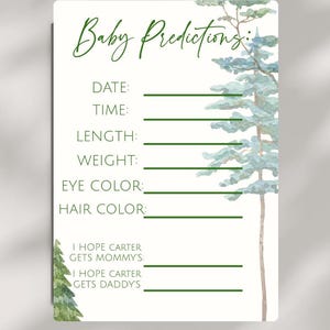 Juego de baby shower Woodland Juego de caza de ciervos y patos Juego de predicciones para baby shower Juego de cartas editable Little Hunter Descarga instantánea-DD