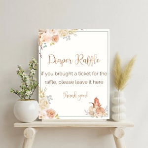 Adding A New Little Pumpkin Boho Diaper Raffle Decor Sign Fall Baby Shower Diaper Game Floral Pumpkin Autumn Baby Shower- GN5