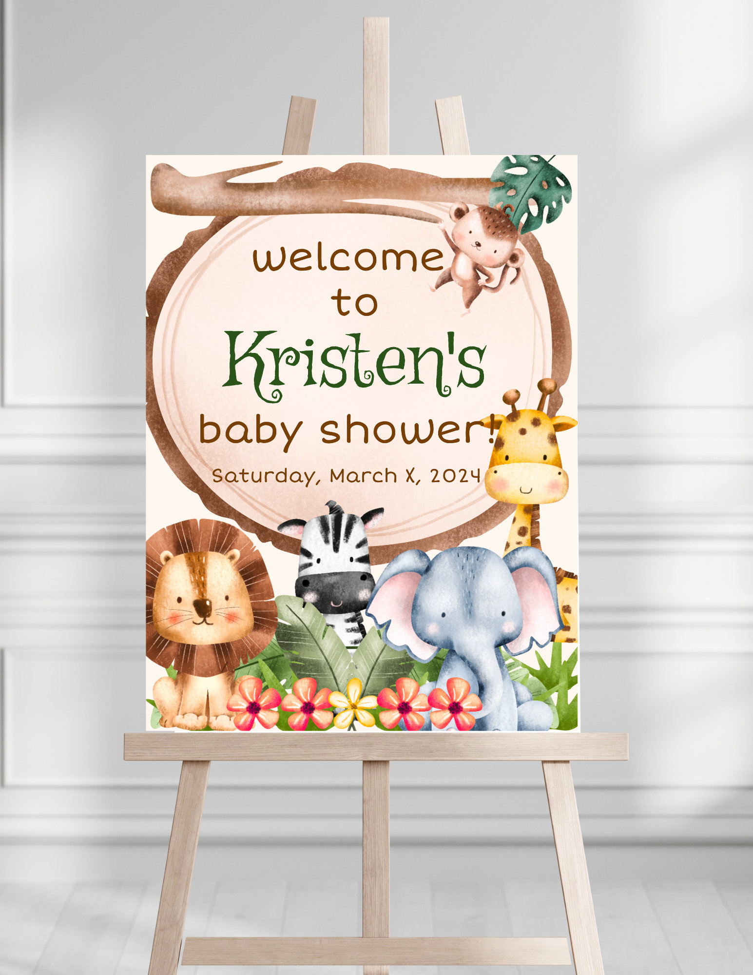 Striscione 'A Wild One Is On The Way' Per Baby Shower Safari - Decorazioni Feste A Tema Giungla
