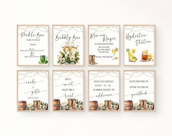 Boots And Bubbly Bridal Shower Signs- Boots And Bubbly Bridal Shower Decor- Couples Bridal- Western Bridal Decorations- Editable- S8