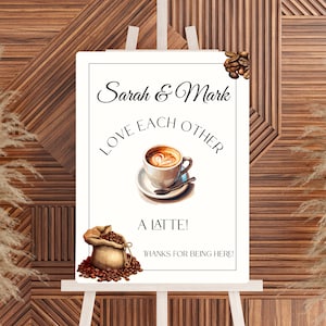 Love Is Brewing Coffee Bridal Shower Welcome Sign- Couples Bridal Coffee Theme Shower- Love You A Latte Welcome Sign- Bridal Template- S14