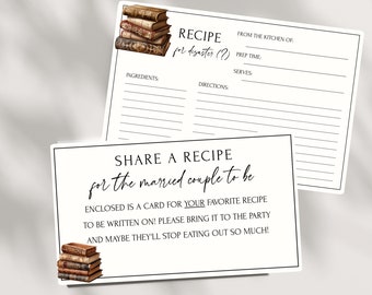 A New Chapter Book Bridal Shower Recipe Request Card From The Kitchen Of Couples Bridal Envelope Inserts Recipe Card Digital Download- BL