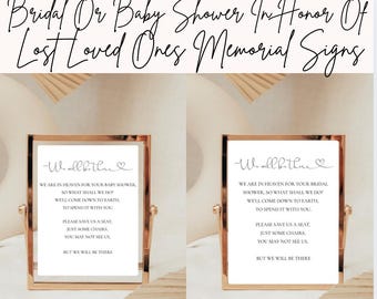 Editable Bridal or Baby Shower Memorial Remembrance Custom Sign Lost Loved Ones Memory Table Sign Minimalist Shower Memorial Sign