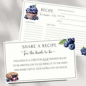 Something Blue Before I Do Blueberry-vrijgezellenfeest Receptverzoekkaart uit de keuken van bruids Envelop insteekkaarten Receptkaart bewerkbaar- BR