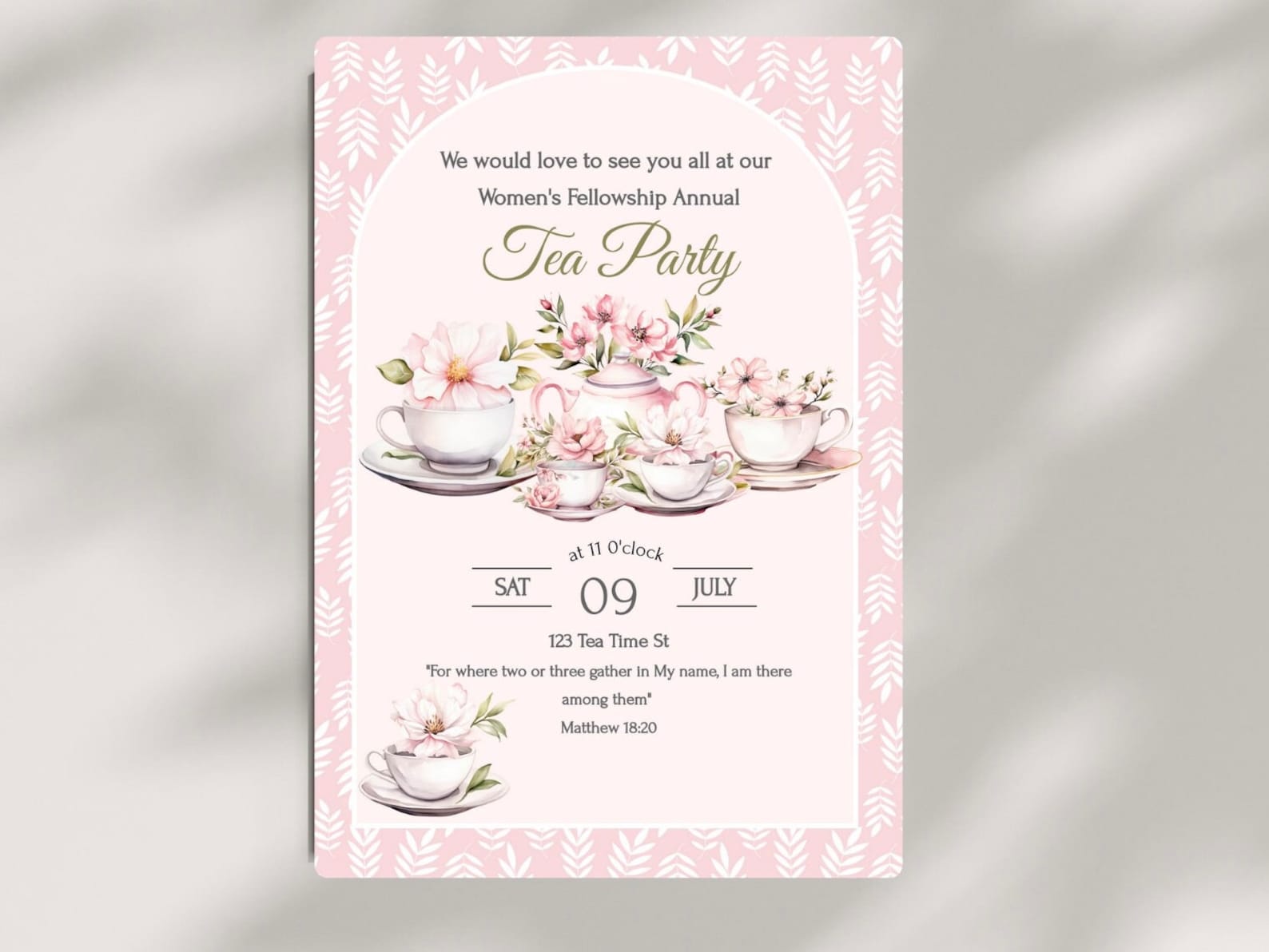 Women's Ministry Tea Party Invitation Women's Bible Study Tea ...