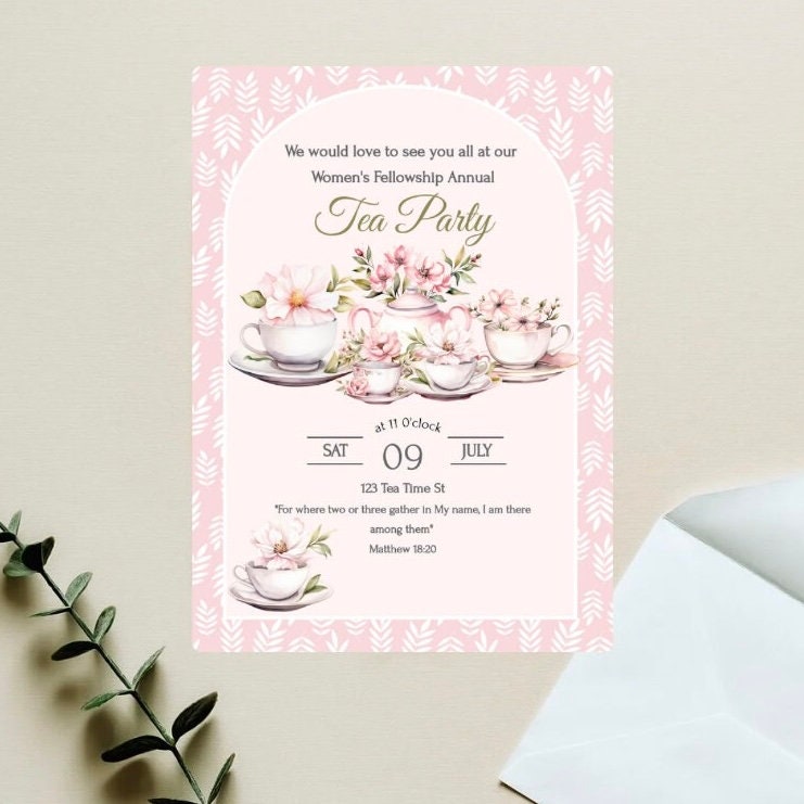 Women's Ministry Tea Party Invitation- Women's Bible Study- Tea ...