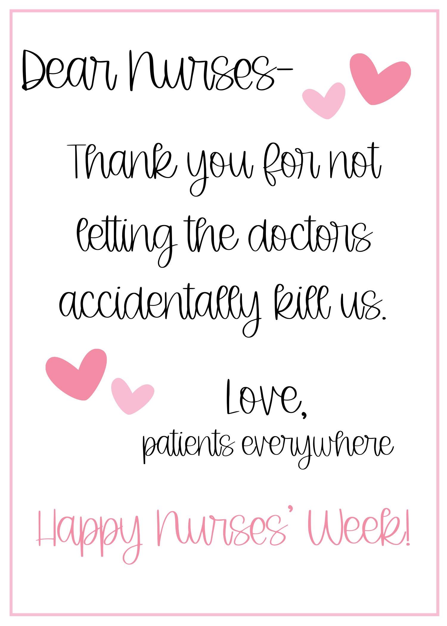 Nurse Thank You Card - Set Of 4 - Download And Print - Nurse Week Card, Surgeon, Doctor Or Healthcare Worker Appreciation Card