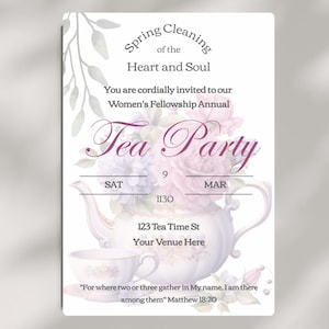 Women's Ministry Tea Party uitnodiging-vrouwenbijbelstudie-thee netwerkevenement-Women's Fellowship-Instant Download-christelijke flyer-OE1