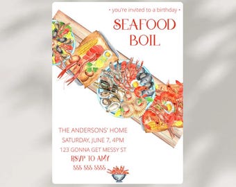 Seafood Birthday Crawfish Boil Party Einladung Outdoor Backyard Party Invite Bearbeitbare Vorlage Let The Good Times Boil- RR