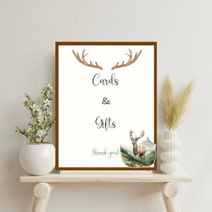 Neuer kleiner Jäger auf dem Weg Buck Jagdschild Babypartykarten und Geschenke Schild- Hirschjagd Herbst Babyparty- Herbst-Babyparty-D1