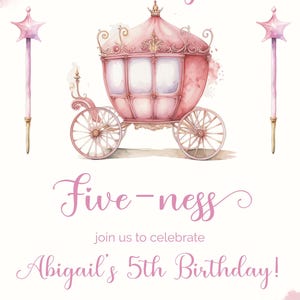 Her Royal Fiveness Invitation Princess Birthday Party 5th Birthday Invite Fiveness Birthday Party Invite Royal Pink Princess Party