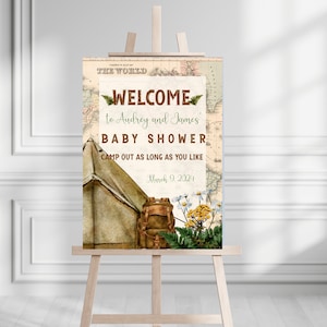 Camping Theme Shower Welcome Sign- Baby Shower Welcome Poster- Camping Theme Shower Welcome Sign- Instant Download- Make Your Own Sign- CS4