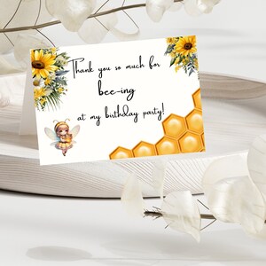 So Sweet To Bee 3 Geburtstagsparty Hummel Dankeskarte - Süße kleine Biene Geburtstag Dankeschön - Bienenparty - Mädchen 3. Geburtstag - Y1
