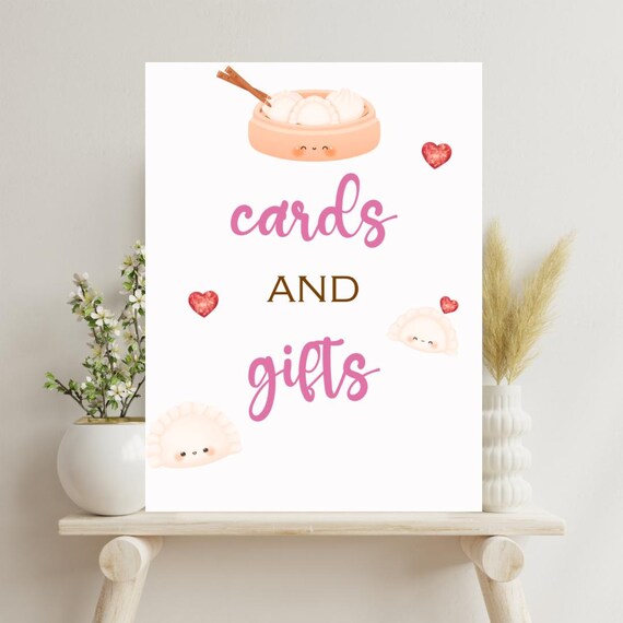 Cards and Gifts Sign Dumpling Baby Shower Signage Dim Sum Shower