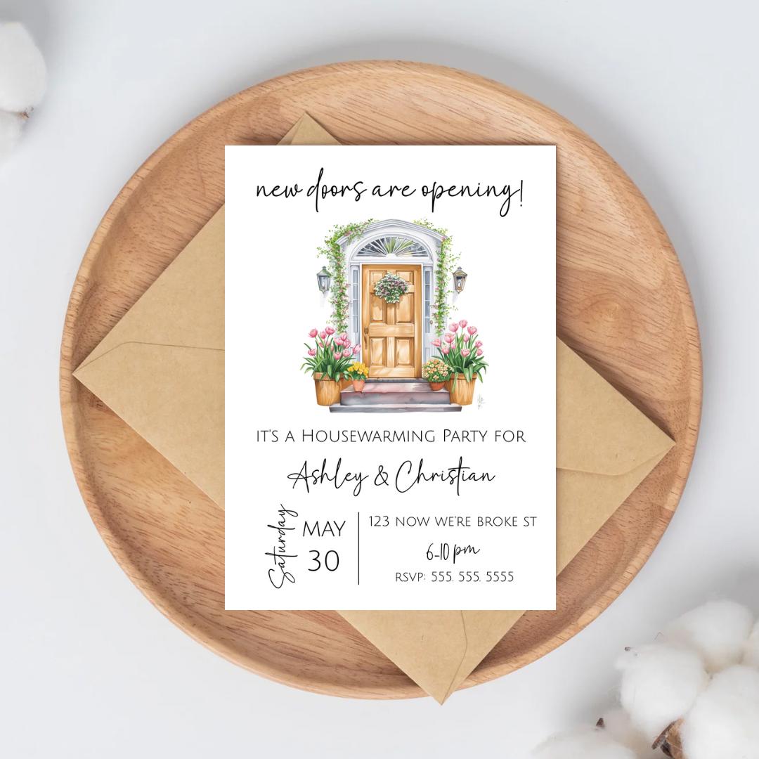 Housewarming Invite, Our First Home Sweet Home, Editable Printable Invitation New Doors Are Opening House Party Digital Invite- HS