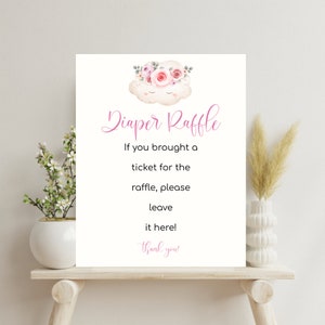 We&#39;re On Cloud 9 luier loterij teken - Cloud Nine douche decor luier loterij teken - roze babyshower tafel bord - babyshower bewegwijzering - CS001