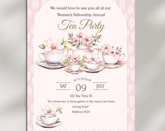 Women&#39;s Ministry Tea Party Invitation- Women&#39;s Bible Study- Tea Networking Event- Women&#39;s Fellowship- Digital Download- OE1