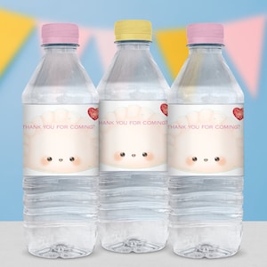 Little Dumpling On The Way Printable Water Bottle Label- Editable Labels for Dim Sum Baby Shower- Kawaii Style Shower Water Labels- GN002