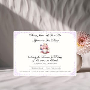 Women's Ministry Tea Party Invitation- Women's Bible Study- Tea ...
