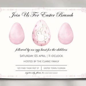Easter Brunch Invitation Egg Hunt Invite Printable Easter Egg Hunt Flyer Easter Activities Invitation Template Digital Invite- EB