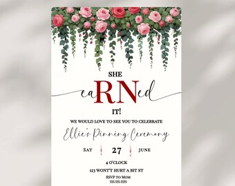 RN Pinning Ceremony Invitation- RN Grad Party- RN Graduation Announcement- Nursing Graduation- Class Of 2025- Invitation Template- Editable