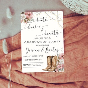 Western Grad Invite for Sisters- Class of 2025- Double Graduation- Grad ...
