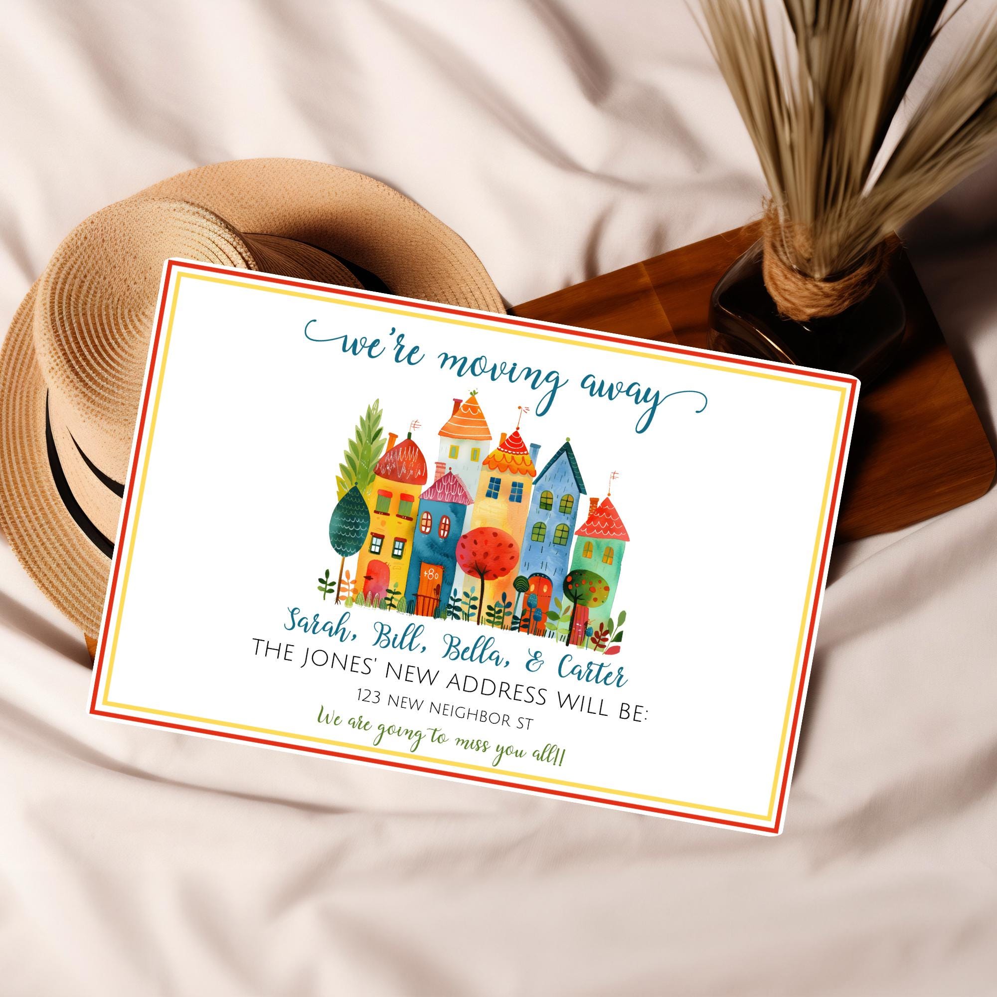 Move Out Card New Address Card Moving Announcement Moving Out Card We're Moving Away ...