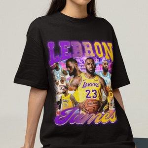 LeBron James 90s Bootleg Style Rap Shirt for Los Angeles Basketball fan Classic Vintage Style Graphic T-Shirt Tee for Men Women Gold Jersey image 1