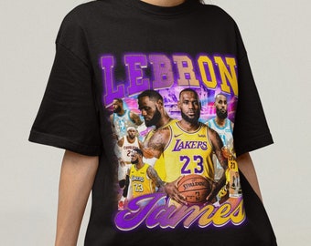 LeBron James 90s Bootleg Style Rap Shirt for Los Angeles Basketball fan Classic Vintage Style Graphic T-Shirt Tee for Men Women Gold Jersey