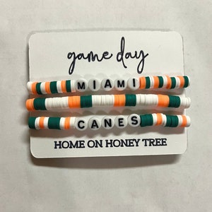 Miami Hurricanes, Miami Canes, U Miami Clay Bead Bracelet