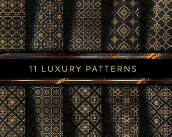 Golden Digital Paper Set of luxury seamless patterns artwork 11 x A3 Patterns Bookcovers Scrapbooking Collage and More - Commercial use