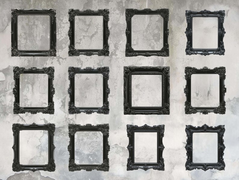 COLLECTION OF BLACK VICTORIAN PNG DIGITAL FRAMES