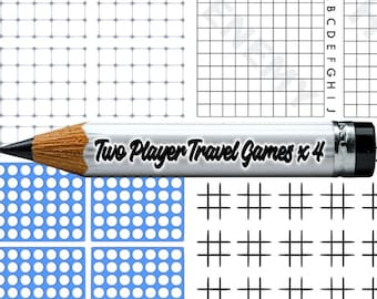 Four in a row, Battleship, Dots and Boxes, Tic Tac Toe - Two Player Travel Games Print n Play - Instant Download - A4 JPG - Commercial use