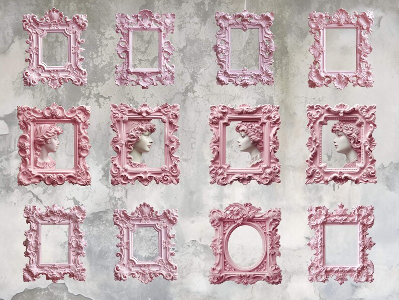 COLLECTION PINK VICTORIAN PNG DIGITAL FRAMES
