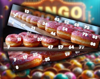 Doughnuts Donuts Yummy Bingo Cards - Download Print and Play Bingo Single Cards x 50! Print n Play - Instant Download - Commercial use