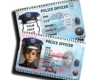 Editable Kids Police Badge Template: Editable Pretend Play ID + FREE Fast Edit Tool (9 PNG Instant Download)