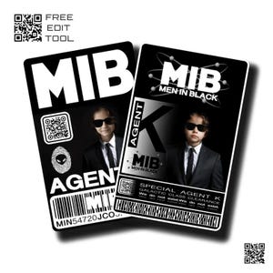 Editable MIB Agent ID Badge: Men In Black Cosplay Prop (PNG Download) + Edit Tool