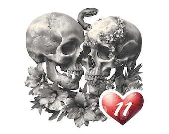 Gothic Skulls, Flowers & Serpents Clipart: Dark PNG Images (Commercial Use)