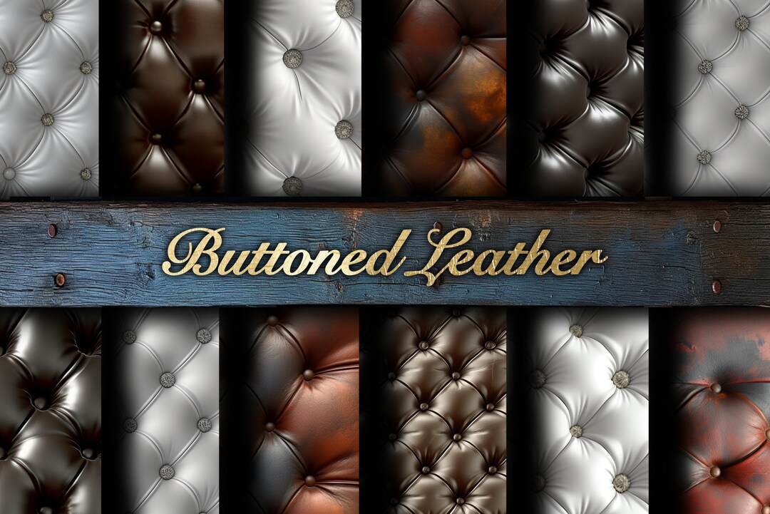 Buttoned Leather Seamless Patterns: Diamond Tufted (digital Download ...